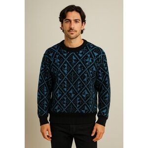 Jonathan Martin Black 3/4 Sleeves Whimsical Y2K Hipster Boho Sweater Size S